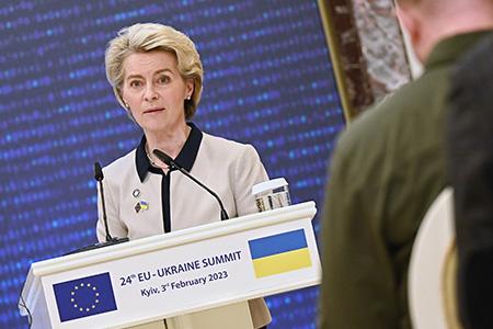 President von der Leyen at the joint press conference with President Michel and President Zelenskyy